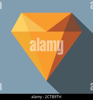 Diamond emerald flat illustration icon. Diamond emerald vector icon for web design with shadow . Stock Vector