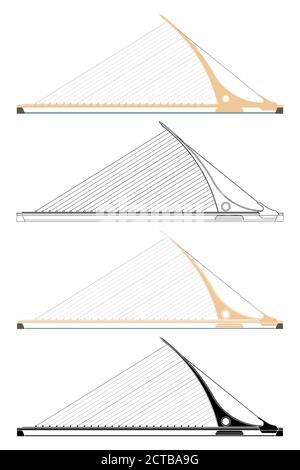 Samuel Beckett Bridge Dublin Ireland Stock Vector