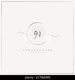 GR Initial Letter handwriting logo hand drawn template vector, logo for beauty, cosmetics, wedding, fashion and business Stock Vector