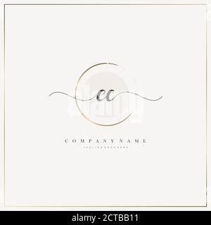 EC Initial Letter handwriting logo hand drawn template vector, logo for beauty, cosmetics, wedding, fashion and business Stock Vector