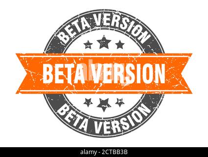 beta version round stamp with ribbon. sign. label Stock Vector