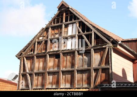 an old dilapidated half-timbered house Stock Photo