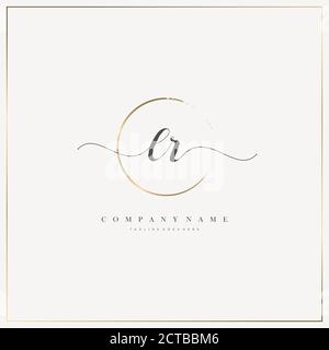 LR Initial Letter handwriting logo hand drawn template vector, logo for beauty, cosmetics, wedding, fashion and business Stock Vector