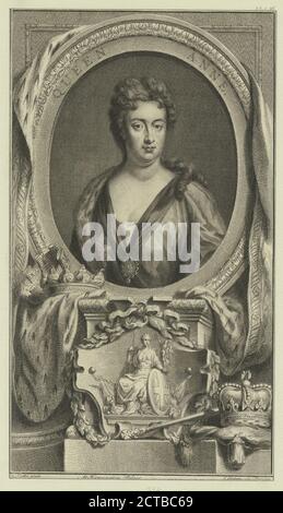 Queen Anne., still image, Prints, 1777 - 1890, Houbraken, Jacobus (1698-1780), Kneller, Godfrey, Sir (1646-1723 Stock Photo