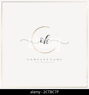 OK Initial Letter handwriting logo hand drawn template vector, logo for beauty, cosmetics, wedding, fashion and business Stock Vector