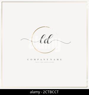 LD Initial Letter handwriting logo hand drawn template vector, logo for beauty, cosmetics, wedding, fashion and business Stock Vector