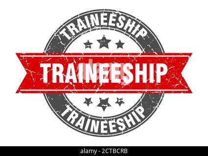 traineeship round stamp with ribbon. sign. label Stock Vector