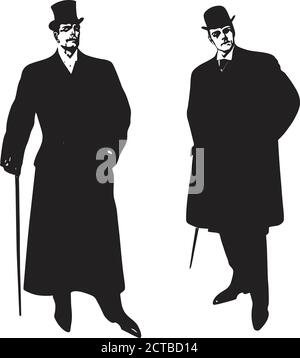 Vector of retro men's fashion. 1900s Stock Vector