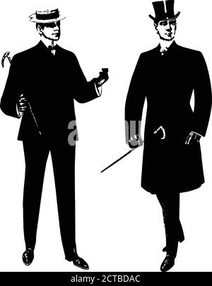 Vector of retro men's fashion. 1900s Stock Vector