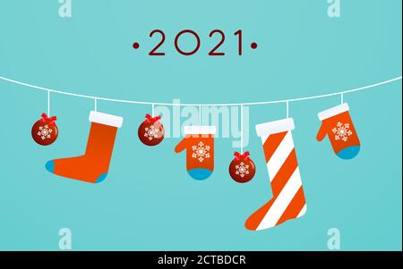 Happy New year poster template in flat design Stock Vector
