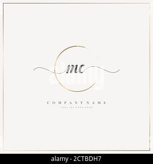 ME Initial Letter handwriting logo hand drawn template vector, logo for beauty, cosmetics, wedding, fashion and business Stock Vector