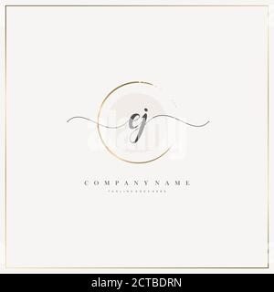 EJ Initial Letter handwriting logo hand drawn template vector, logo for beauty, cosmetics, wedding, fashion and business Stock Vector