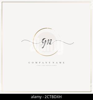 GN Initial Letter handwriting logo hand drawn template vector, logo for beauty, cosmetics, wedding, fashion and business Stock Vector