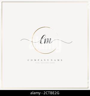 LM Initial Letter handwriting logo hand drawn template vector, logo for beauty, cosmetics, wedding, fashion and business Stock Vector