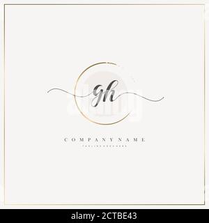 GH Initial Letter handwriting logo hand drawn template vector, logo for beauty, cosmetics, wedding, fashion and business Stock Vector