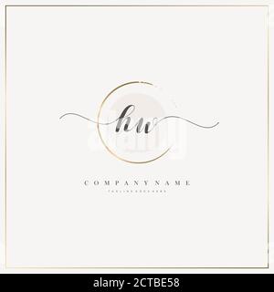 HW Initial Letter handwriting logo hand drawn template vector, logo for beauty, cosmetics, wedding, fashion and business Stock Vector