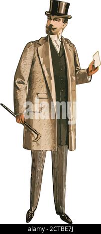 Vector of retro men's fashion. 1900s Stock Vector