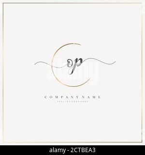 OP Initial Letter handwriting logo hand drawn template vector, logo for beauty, cosmetics, wedding, fashion and business Stock Vector