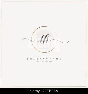 FH Initial Letter handwriting logo hand drawn template vector, logo for beauty, cosmetics, wedding, fashion and business Stock Vector