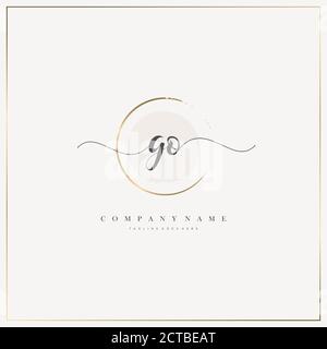 GO Initial Letter handwriting logo hand drawn template vector, logo for beauty, cosmetics, wedding, fashion and business Stock Vector
