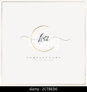 KA Initial Letter handwriting logo hand drawn template vector, logo for beauty, cosmetics, wedding, fashion and business Stock Vector