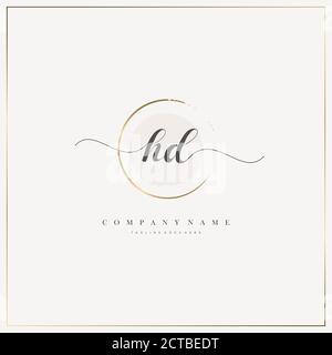 HD Initial Letter handwriting logo hand drawn template vector, logo for beauty, cosmetics, wedding, fashion and business Stock Vector