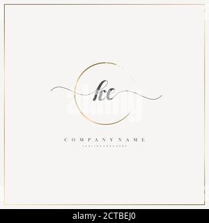 KE Initial Letter handwriting logo hand drawn template vector, logo for beauty, cosmetics, wedding, fashion and business Stock Vector