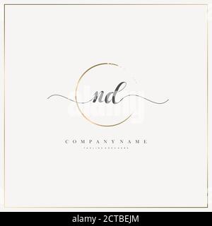 ND Initial Letter handwriting logo hand drawn template vector, logo for beauty, cosmetics, wedding, fashion and business Stock Vector