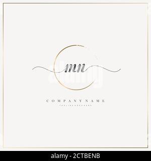 MN Initial Letter handwriting logo hand drawn template vector, logo for beauty, cosmetics, wedding, fashion and business Stock Vector