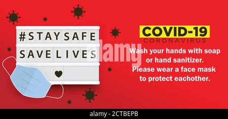 Coronavirus background. Prevention methods info graphics. Logo, symbol & how to prevent virus vector illustration. Stop coronavirus isolated vector. Stock Vector