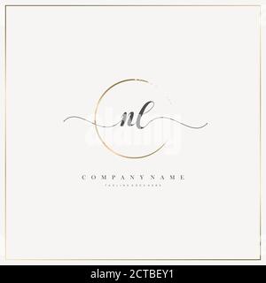NL Initial Letter handwriting logo hand drawn template vector, logo for beauty, cosmetics, wedding, fashion and business Stock Vector