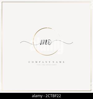 MO Initial Letter handwriting logo hand drawn template vector, logo for beauty, cosmetics, wedding, fashion and business Stock Vector
