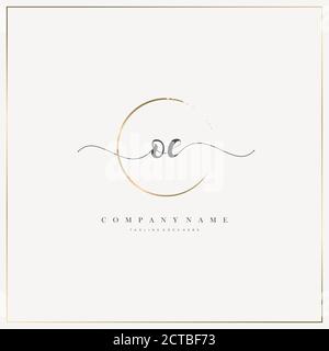 OE Initial Letter handwriting logo hand drawn template vector, logo for beauty, cosmetics, wedding, fashion and business Stock Vector