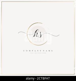 HS Initial Letter handwriting logo hand drawn template vector, logo for beauty, cosmetics, wedding, fashion and business Stock Vector