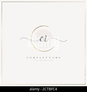 EI Initial Letter handwriting logo hand drawn template vector, logo for beauty, cosmetics, wedding, fashion and business Stock Vector