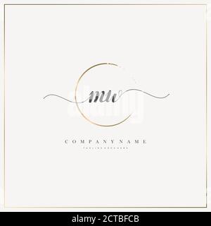 MW Initial Letter handwriting logo hand drawn template vector, logo for beauty, cosmetics, wedding, fashion and business Stock Vector