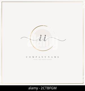 II Initial Letter handwriting logo hand drawn template vector, logo for beauty, cosmetics, wedding, fashion and business Stock Vector