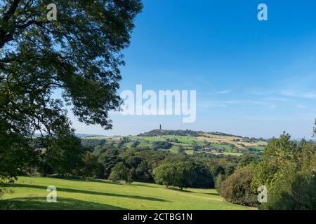 Castle Hill from near Farnley Tyas, Huddersfield, West Yorkshire, England, UK Stock Photo