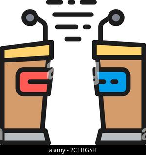 Political debate vector line simple icon. Black and white illustration ...