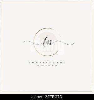 FN Initial Letter handwriting logo hand drawn template vector, logo for beauty, cosmetics, wedding, fashion and business Stock Vector