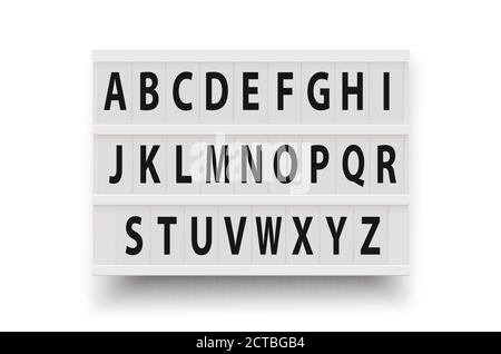 Light box isolated on white background vector illustration. Light box fully customizable with changeable Alphabets A to Z letters. Stock Vector