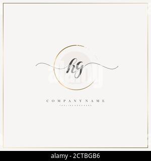 HG Initial Letter handwriting logo hand drawn template vector, logo for beauty, cosmetics, wedding, fashion and business Stock Vector