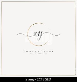 OY Initial Letter handwriting logo hand drawn template vector, logo for beauty, cosmetics, wedding, fashion and business Stock Vector
