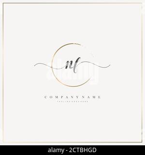 NF Initial Letter handwriting logo hand drawn template vector, logo for beauty, cosmetics, wedding, fashion and business Stock Vector