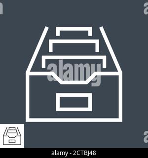 File Cabinet Thin Line Vector Icon Stock Vector