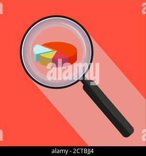 Magnifying Glass vector illustration with pie chart Stock Vector