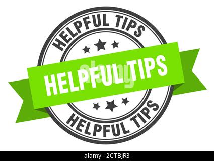 helpful tips label sign. round stamp. ribbon. band Stock Vector