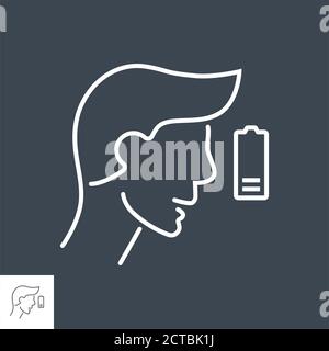 Fatigue related vector thin line icon Stock Vector