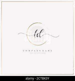 FD Initial Letter handwriting logo hand drawn template vector, logo for beauty, cosmetics, wedding, fashion and business Stock Vector