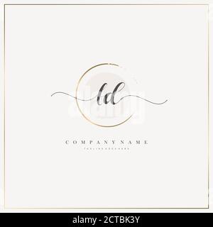 FD Initial Letter handwriting logo hand drawn template vector, logo for beauty, cosmetics, wedding, fashion and business Stock Vector
